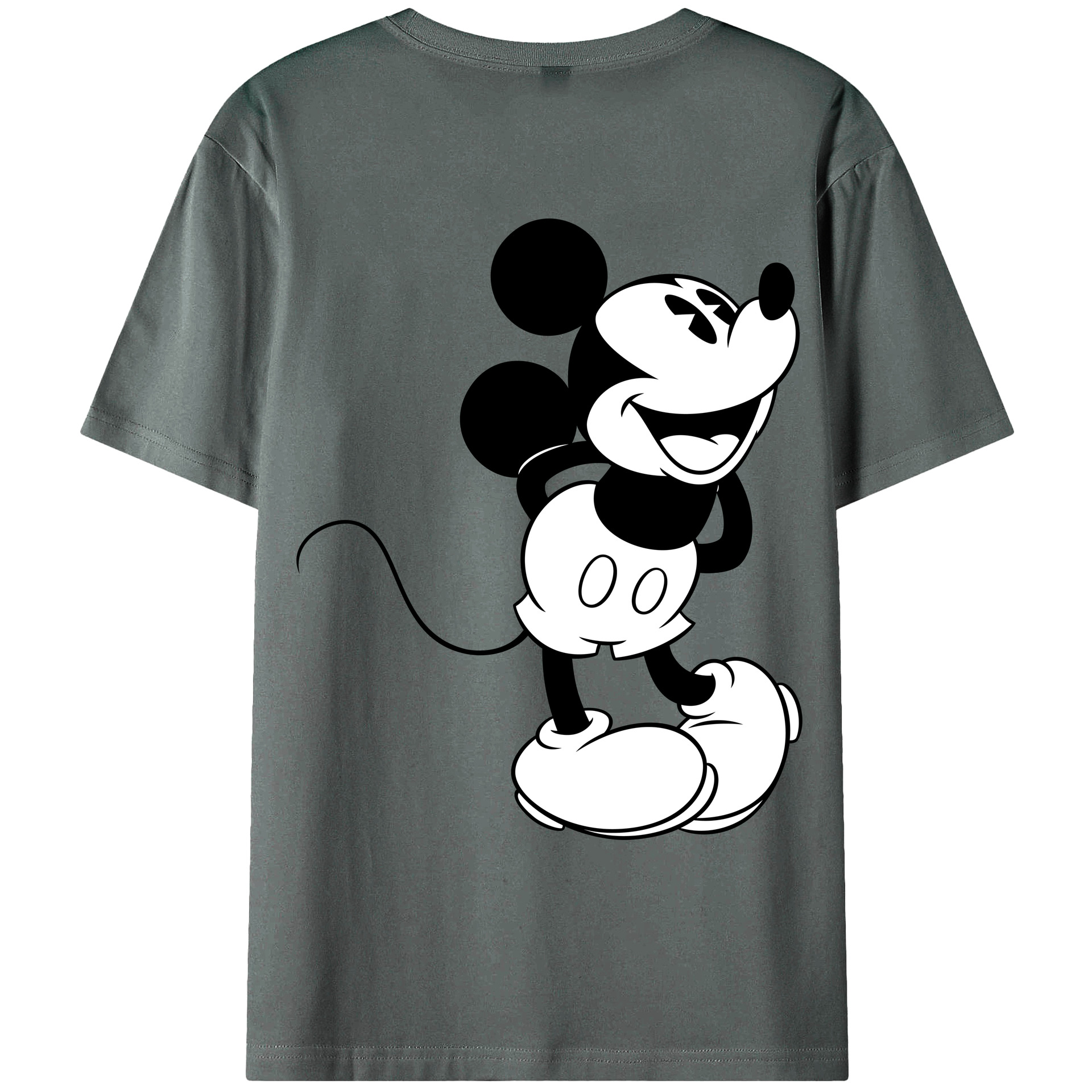 ミッキーマウス Mickey Mouse 綿100％ メンズ半袖Tシャツ（バックプリント） 通気性